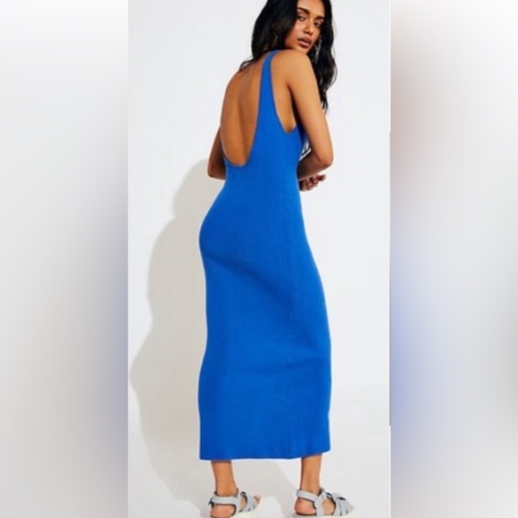 Free People Vibrant Blue Sleeveless Midi Dress - Picture 3 of 8